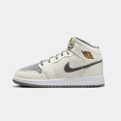 Nike Air Jordan 1 Mid Grey Beige Velvet Toe